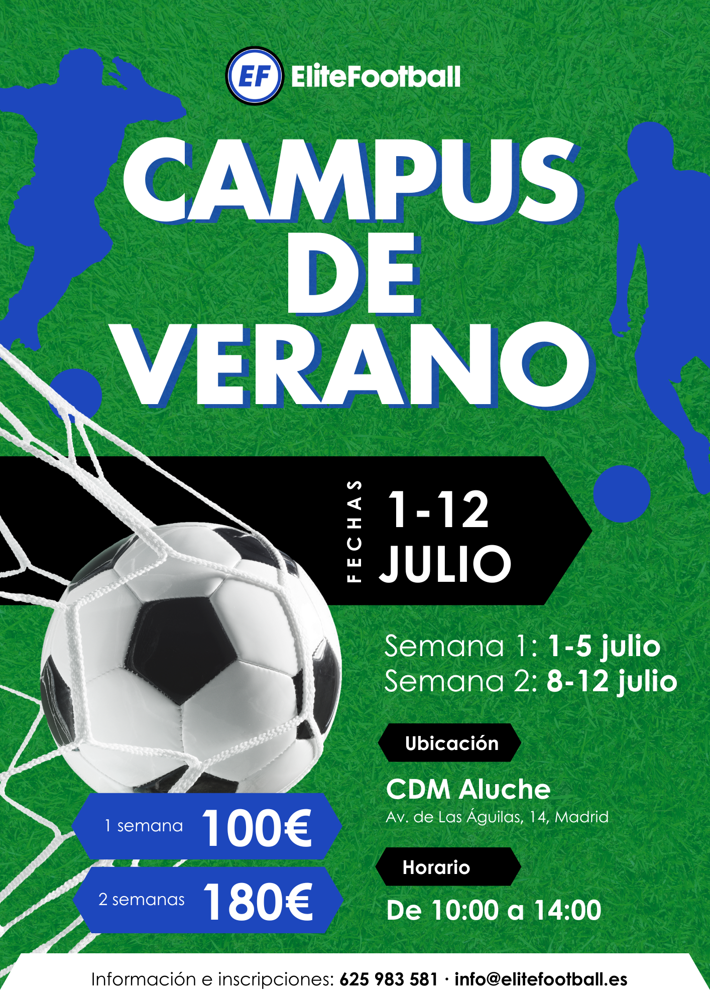 Campus de verano para jugadores de fútbol, julio de 2024 en Madrid - EliteFootball
